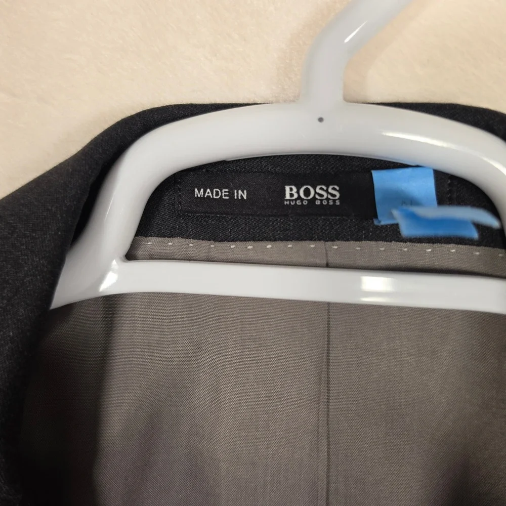 Hugo Boss Blazer Mens‎ 46L Charcoal Gray Suit Jacket Business Classic Luxury